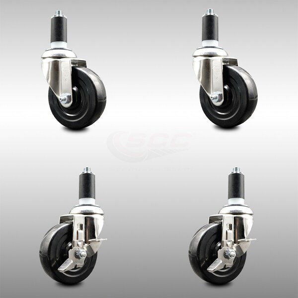 Service Caster 4 Inch 316SS Soft Rubber Swivel 1-3/8 Inch Expanding Stem Caster Brake SCC, 2PK SCC-SS316EX20S414-SRS-2-TLB-2-138 - main